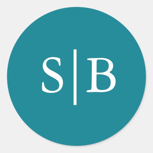 Klassischer Monogramm-Aquamariner Hochzeitssender  Runder Aufkleber (Vorderseite)