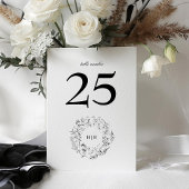 Klassischer Monogramm-Blumenkranz-Hochzeit Tischnummer