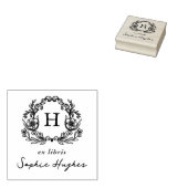 Klassischer Monogramm-Blumenkranz-Rahmen Ex Libris Gummistempel (Stempel)