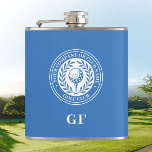 Klassischer Monogramm-Individuelle Name Blau Flachmann