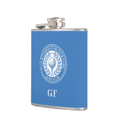 Klassischer Monogramm-Individuelle Name Blau Flachmann (Links)