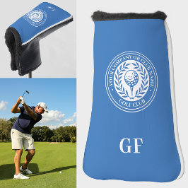 Klassischer Monogramm-Individuelle Name Blau Golf Headcover