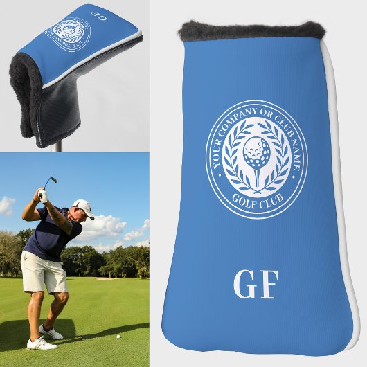 Klassischer Monogramm-Individuelle Name Blau Golf Headcover
