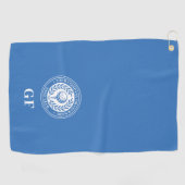 Klassischer Monogramm-Individuelle Name Blau Golfhandtuch (Horizontal)