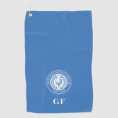 Klassischer Monogramm-Individuelle Name Blau Golfhandtuch (Vorderseite)
