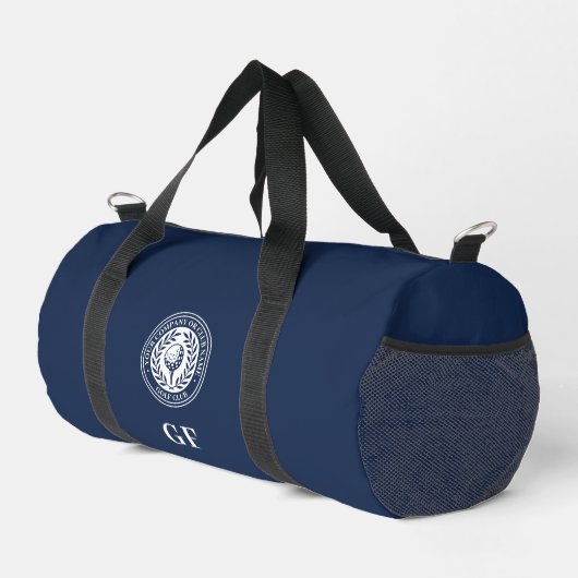 Klassischer Monogramm-Individuelle Name Dunkelblau Duffle Bag (Rechte Ecke)