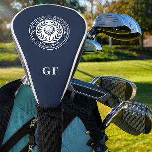 Klassischer Monogramm-Individuelle Name Dunkelblau Golf Headcover