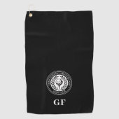 Klassischer Monogramm-Individuelle Name Schwarz Golfhandtuch (Vorderseite)