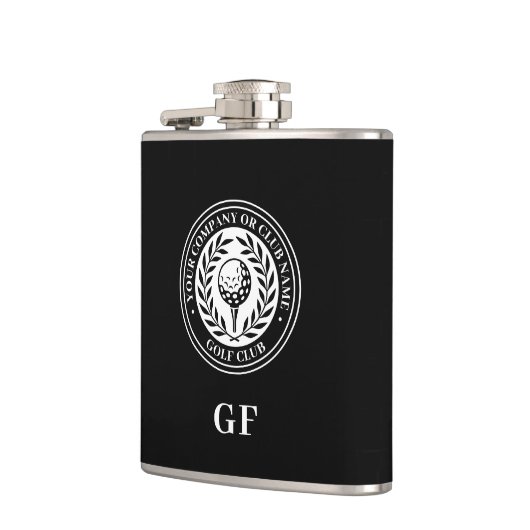 Klassischer Monogramm-Individuelle Name Schwarz-we Flachmann (Links)