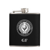 Klassischer Monogramm-Individuelle Name Schwarz-we Flachmann (Vorderseite)