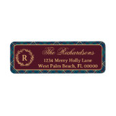 Klassischer Monogramm-Kranz Burgunderkarierter Wei (Vorne)