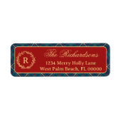 Klassischer Monogramm-Kranz Rot Kariert Weihnachte (Vorne)