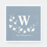Klassischer Monogramm Name Blumenreath in Dusty Bl