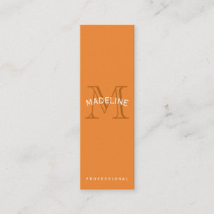 Klassischer Monogramm Orange mit Bogentext Mini Visitenkarte