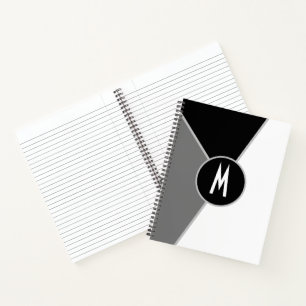 Klassischer monogrammierter Schwarz-Weiß-Farblock Notizblock