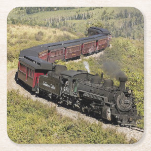 Klassischer Motor für Vintage Dampfzüge, C & TS-48 Rechteckiger Pappuntersetzer