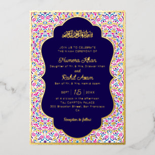 Klassischer Mughal-Bogen Mihrab Islamische Hochzei Folieneinladung
