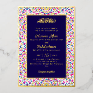 Klassischer Mughal-Bogen Mihrab Islamische Hochzei Folieneinladung