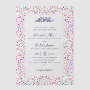 Klassischer Mughal-Bogen Mihrab Islamische Hochzei Pergament Einladungen