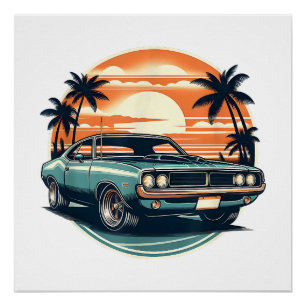 Klassischer Muscle-Car-Retro-Vintage-Stil Poster
