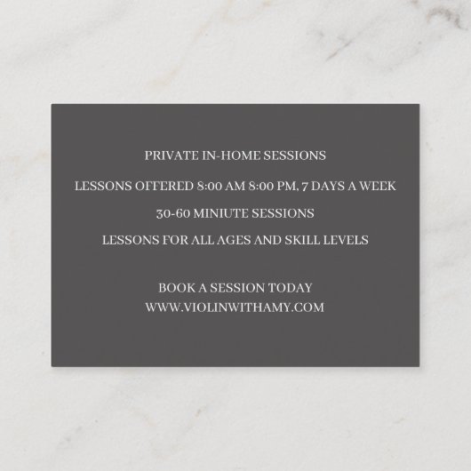 Klassischer Musiker/Musikladen Schwarze Geige Visitenkarte (Rückseite)