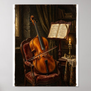 Klassischer Musiksalon Antike Cello II Poster