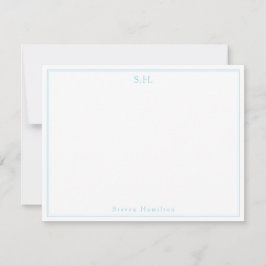 Klassischer Name des Blue Monogram Baby Minimalist Mitteilungskarte