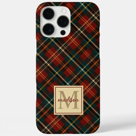 Klassischer Name des Karierten Tartan Monogrammes Case-Mate iPhone Hülle (Rückseite)