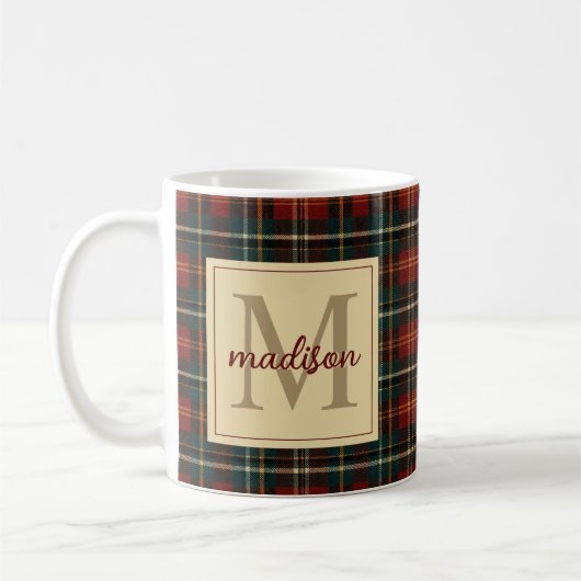 Klassischer Name des Karierten Tartan Monogrammes Kaffeetasse (Links)
