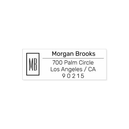 Klassischer Name & Monogramm-Adresse Permastempel (Design)