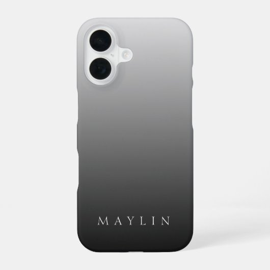 Klassischer Name oder Wort | Farbverlauf Grau iPhone 16 Hülle (Rückseite)