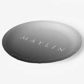 Klassischer Name oder Wort | Gradient Gray Pappteller (Schrägansicht)
