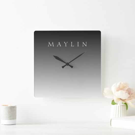 Klassischer Name oder Wort | Gradient Gray Quadratische Wanduhr (Zuhause)