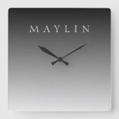 Klassischer Name oder Wort | Gradient Gray Quadratische Wanduhr (Vorderseite)