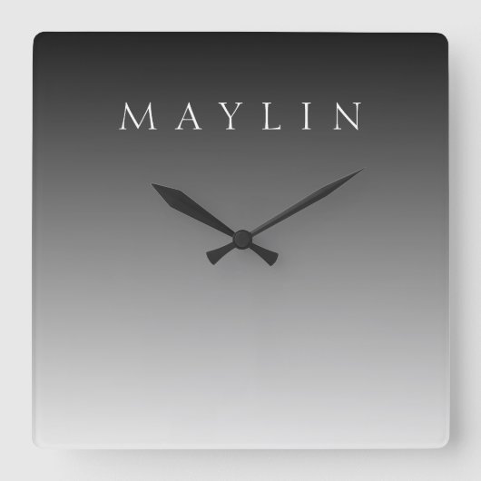 Klassischer Name oder Wort | Gradient Gray Quadratische Wanduhr (Vorderseite)