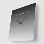 Klassischer Name oder Wort | Gradient Gray Quadratische Wanduhr (Winkel)