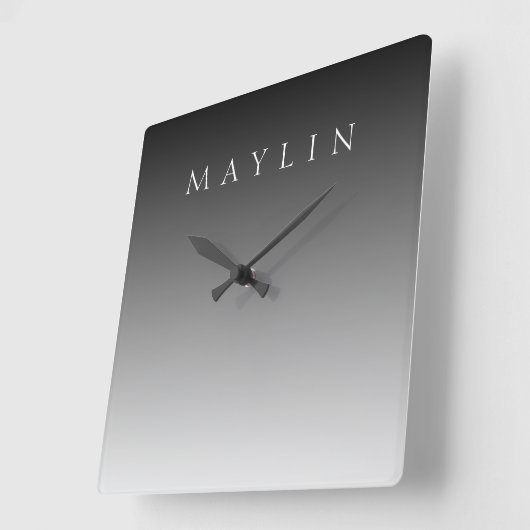 Klassischer Name oder Wort | Gradient Gray Quadratische Wanduhr (Winkel)