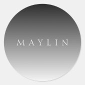 Klassischer Name oder Wort | Gradient Gray Runder Aufkleber (Vorderseite)