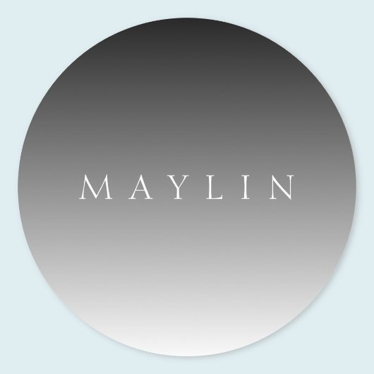 Klassischer Name oder Wort | Gradient Gray Runder Aufkleber