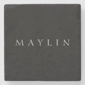 Klassischer Name oder Wort | Schwarz und Weiß Steinuntersetzer (Vorderseite)