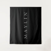 Klassischer Name oder Wort | Schwarz und Weiß Wandteppich (Vorderseite)