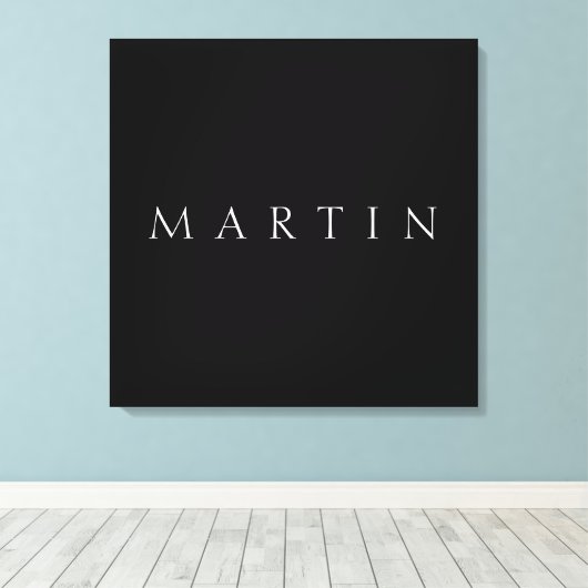 Klassischer Name (oder Wort) | Schwarz/Weiß Leinwanddruck (Insitu (Holzboden))