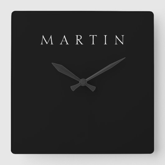 Klassischer Name (oder Wort) | Schwarz/Weiß Quadratische Wanduhr (Vorderseite)