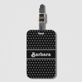 Klassischer Name Polka Dot Black and White Gepäckanhänger (Vorderseite Vertikal)