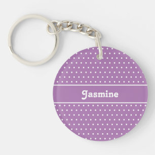 Klassischer Name Polka Dot Lavender Lila & White Schlüsselanhänger