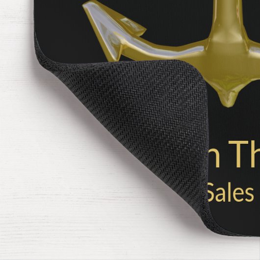 Klassischer, nautischer Goldanker auf schwarz Mousepad (Ecke)