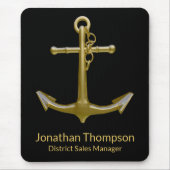 Klassischer, nautischer Goldanker auf schwarz Mousepad (Vorne)