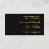 Klassischer, nautischer Goldanker auf schwarz Visitenkarte (Rückseite)