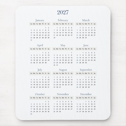 Klassischer Navy 2027 Kalender | Jede Hintergrundf Mousepad (Vorne)