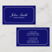 Klassischer Navy Blue Plastic Chirurg Visitenkarte (Vorne/Hinten)